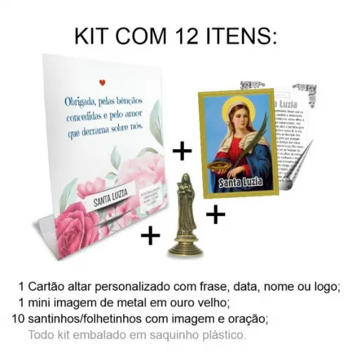 Kit Cartão Altar + Imagem de Santa Luzia, M1