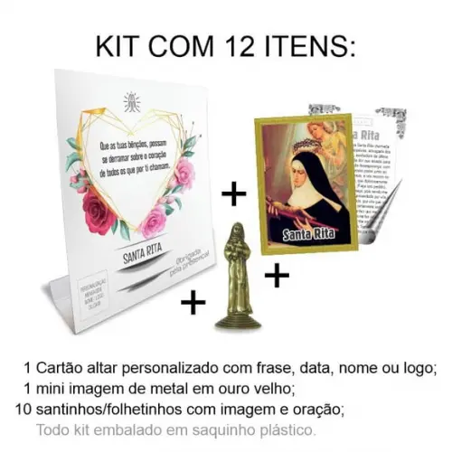 Kit Cartão Altar + Imagem de Santa Rita, M1