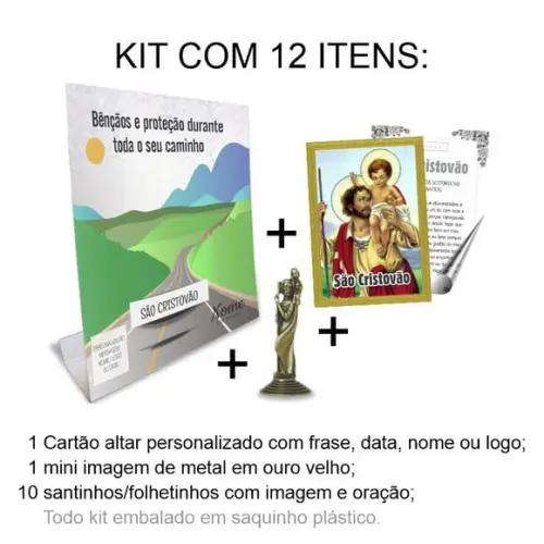 Kit Cartão Altar + Imagem de São Cristovão, M1