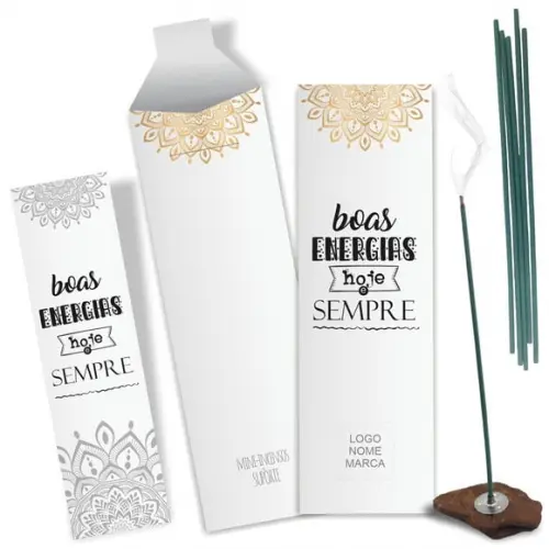 Kit Incenso Personalizado Boas Energias. Pacote c/ 24un
