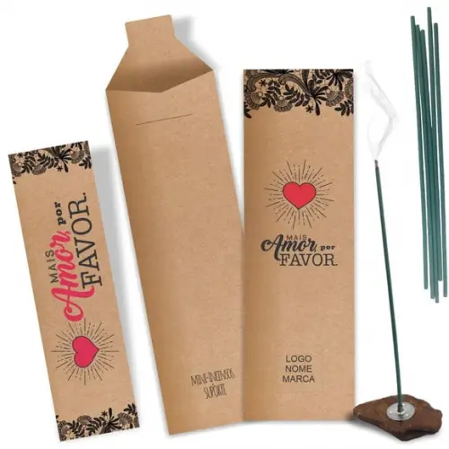 Kit Incenso Personalizado Mais Amor. Pacote c/ 24un