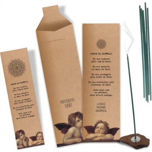 Kit Incenso Personalizado Prece Proteção. Pacote c/ 24un
