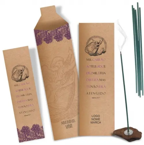 Kit Incenso Personalizado Salmos 91:7. Pacote c/ 24un