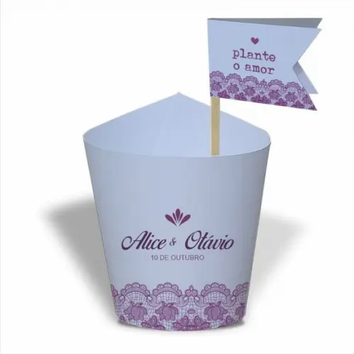 Rótulo mini suculenta + tag bandeira + palito. Casamento