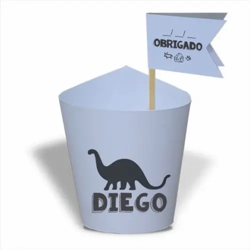 Rótulo mini suculenta + tag bandeirinha + palito. Infantil