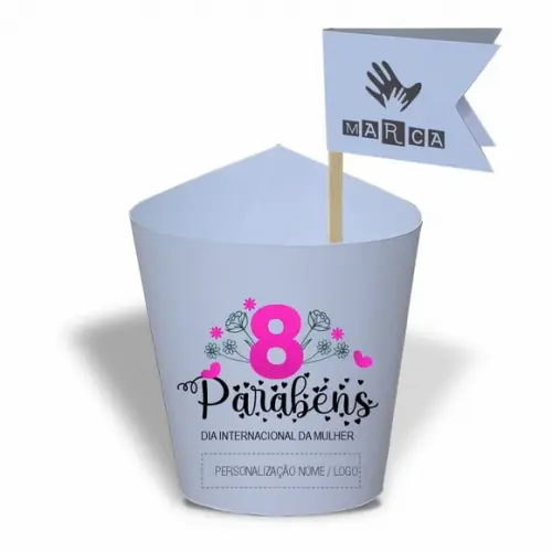 Rótulo Mini Suculenta Dia da Mulher, Personalizado. Mod.04