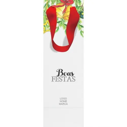 Sacola Garrafa Personalizada Natal e Boas Festas. Mod054.