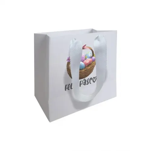 Sacolinha com Alça, Feliz Páscoa, Personalizada. Mod.02.