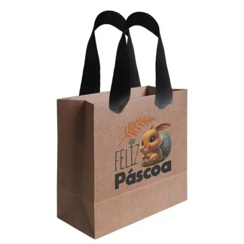 Sacolinha com Alça, Feliz Páscoa, Personalizada. Mod.05.