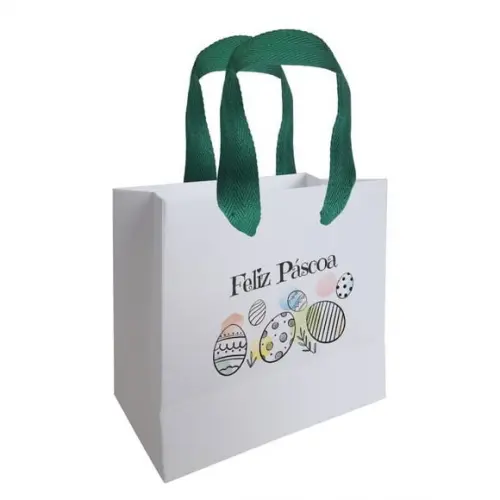 Sacolinha com Alça, Feliz Páscoa, Personalizada. Mod.09.