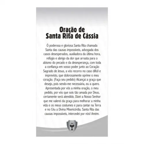 SANTA RITA DE CÁSSIA | CARTÃO DE BOLSO + MINI IMAGEM