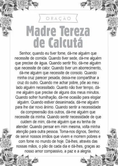 Santinho Santa Madre Tereza de Calcutá. Pcte c/ 250 Unids