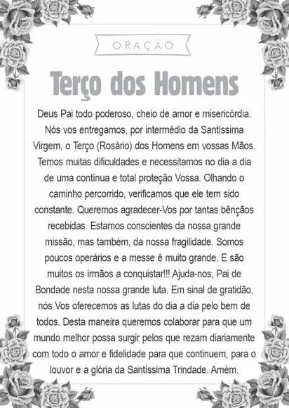 Santinho Terço dos Homens. Pcte c/ 250 Unids