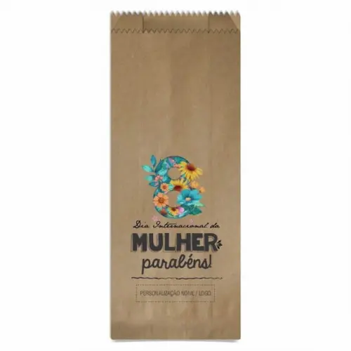 Saquinho de Papel Dia da Mulher, Personalizado. Mod.05