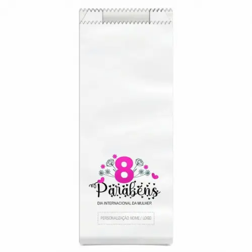 Saquinho de Papel Dia da Mulher, Personalizado. Mod.04