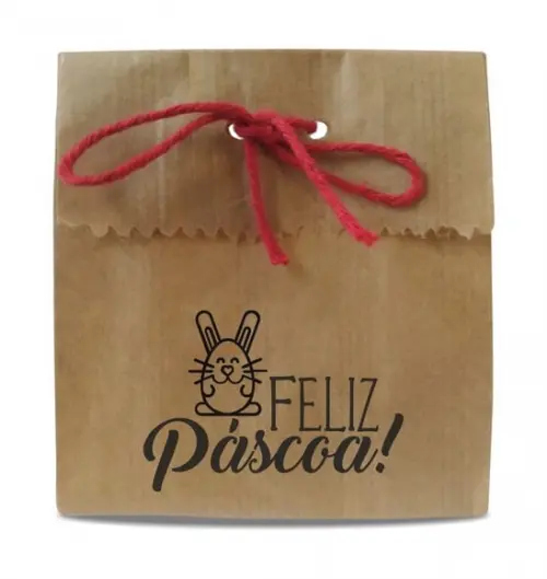 Saquinho de Papel Feliz Páscoa, Person, Furo/cordão. Mod6