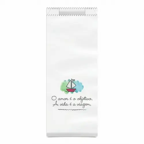 SAQUINHO KRAFT SIMPLES PERSONALIZADO - O AMOR É A VIAGEM...