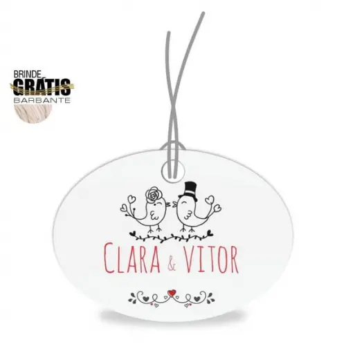 Tag casamento oval passarinhos