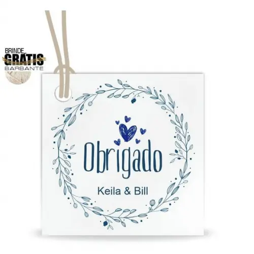 Tag casamento quadrada agradecimento