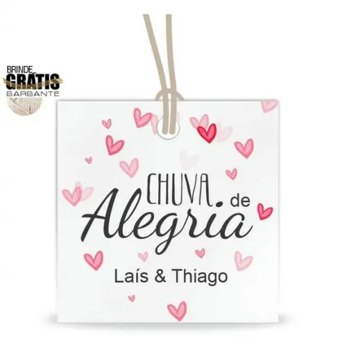Tag casamento quadrada chuva de alegria