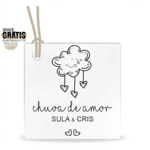 Tag casamento quadrada chuva de amor