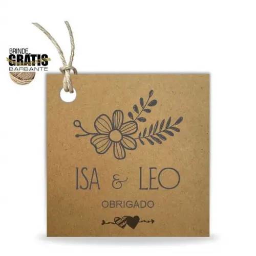 Tag casamento quadrada floral