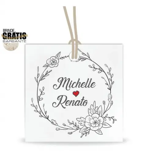Tag casamento quadrada floral