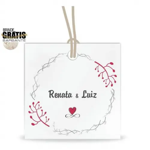 Tag casamento quadrada floral
