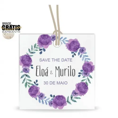 Tag casamento quadrada floral