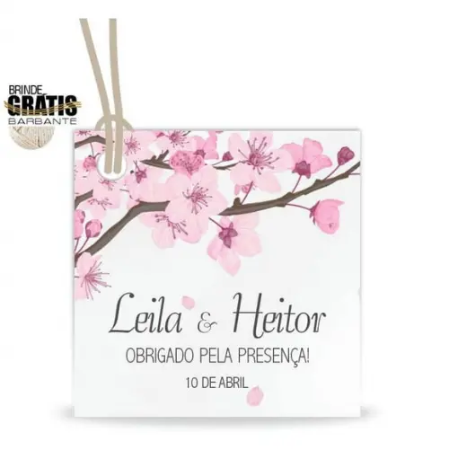Tag casamento quadrada floral