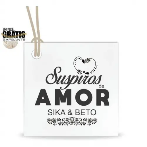 Tag casamento quadrada suspiros de amor