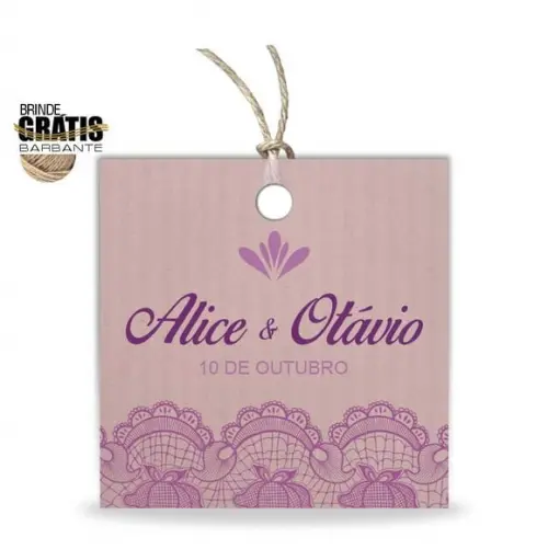 Tag casamento quadrada renda