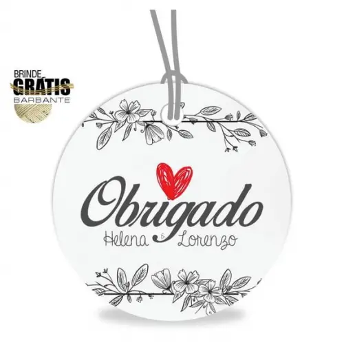 Tag casamento redonda agradecimento