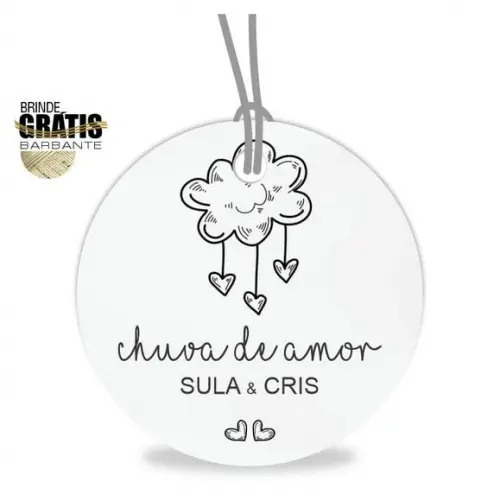 Tag casamento redonda chuva de amor