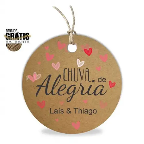 Tag casamento redonda chuva de alegria