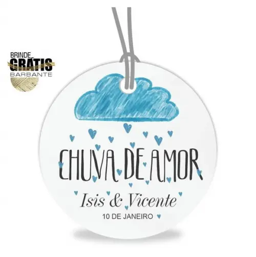 Tag casamento redonda chuva de amor