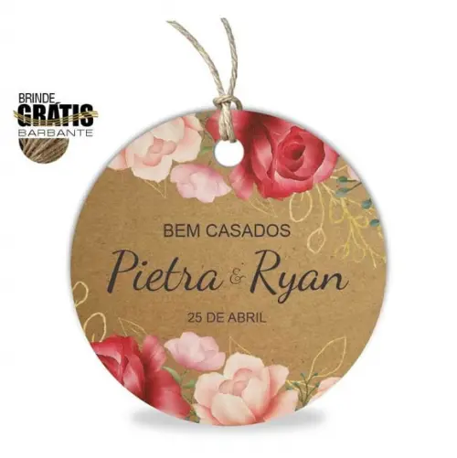 Tag casamento redonda floral