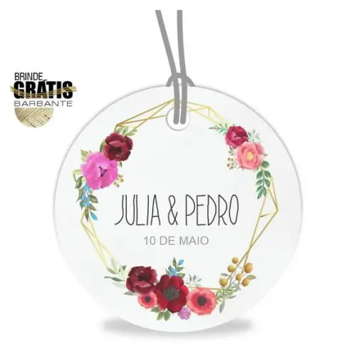 Tag casamento redonda floral