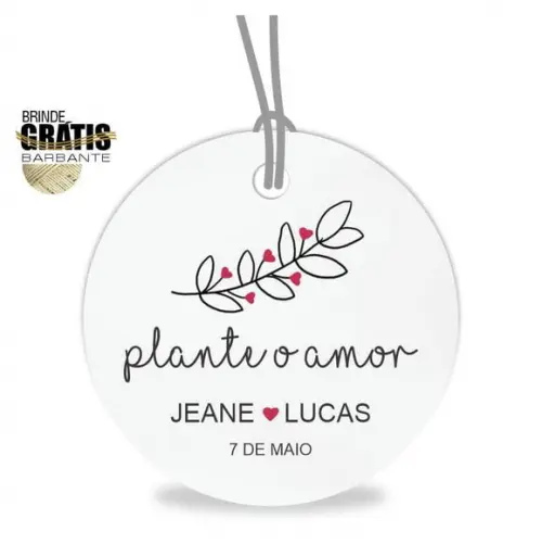 Tag casamento redonda plante amor