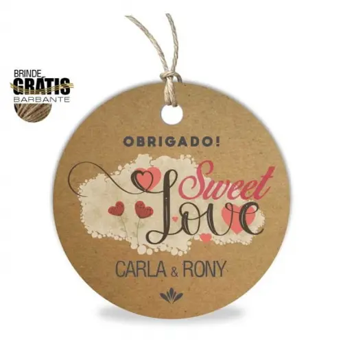 Tag casamento redonda sweet love