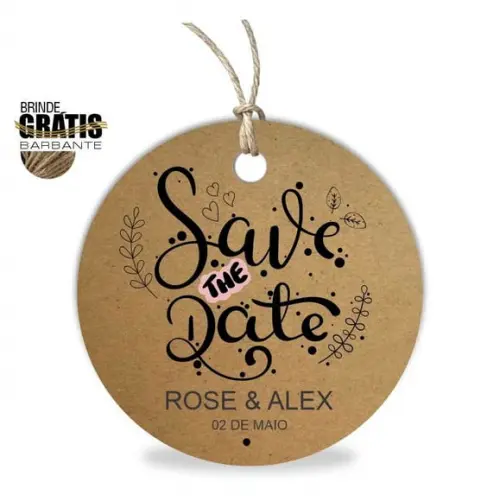 Tag casamento redonda save the date