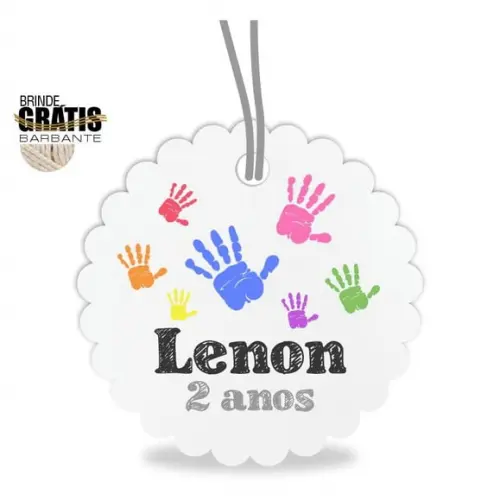 Tag infantil escalope mãos tinta