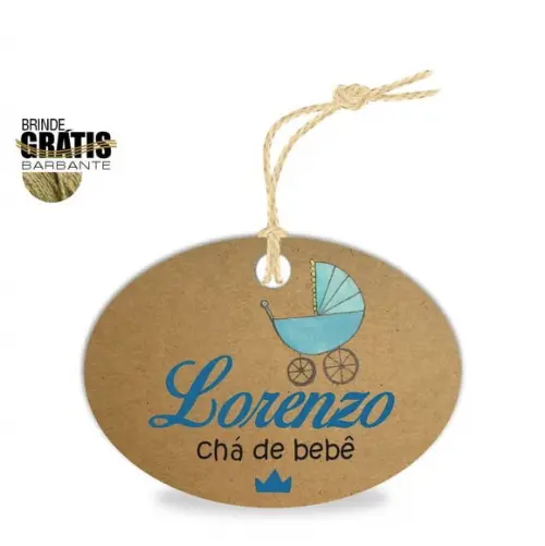 Tag infantil oval carrinho bebê menino