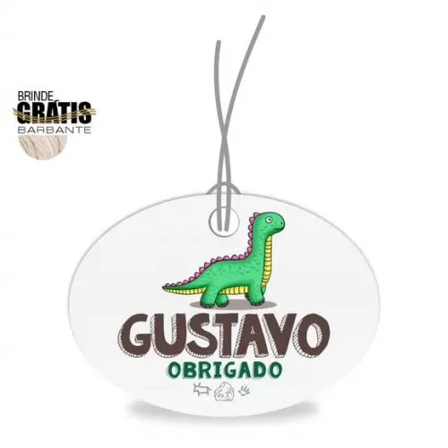 Tag infantil oval dinossauro