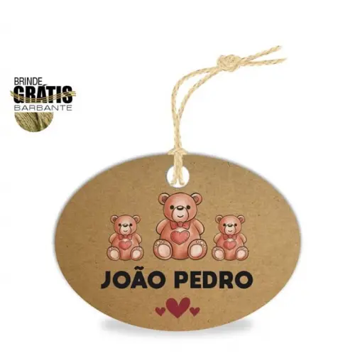 Tag infantil oval ursinho