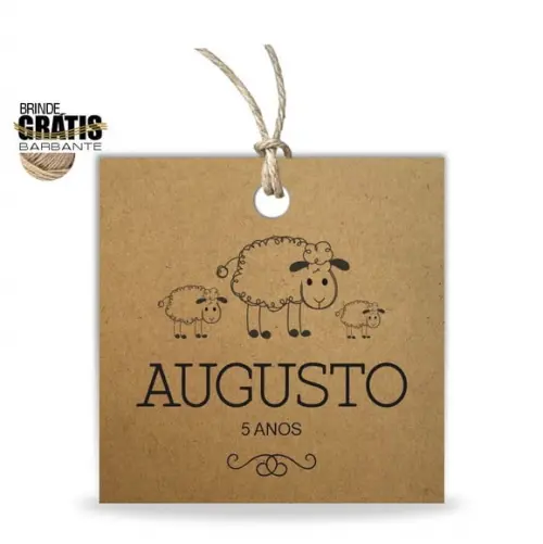 Tag infantil quadrada ovelhinha