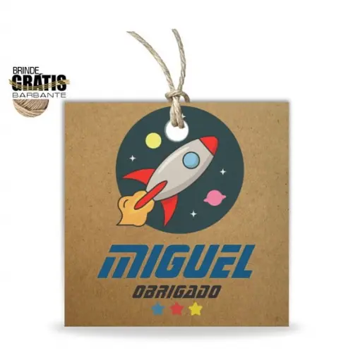 Tag infantil quadrada foguete astronauta