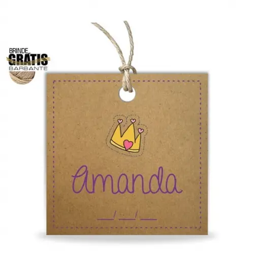 Tag infantil redonda quadrada princesa