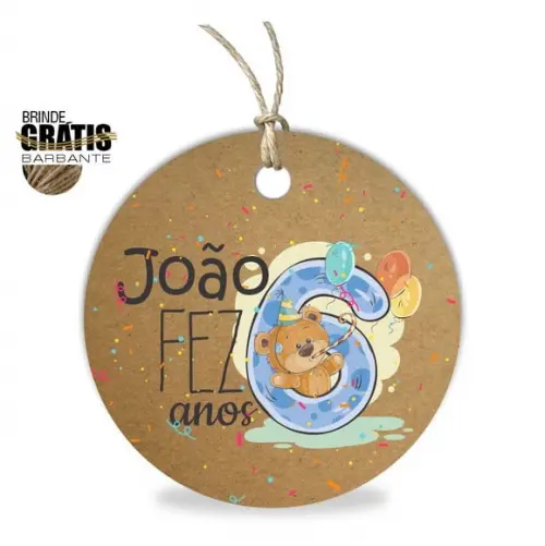 Tag infantil redonda ursinho