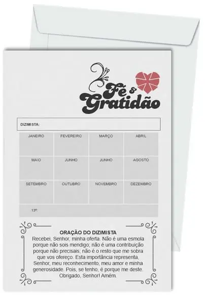 Envelope dízimo personalizado.